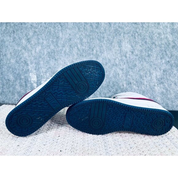 Fila Mens High-Top Sneakers White/Red/Blue Leather Lace-Up & Hook-And-Loop Strap - Picture 7 of 8